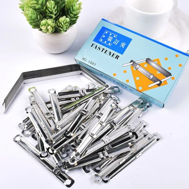 45 pçs/caixa clipes de ligação de metal folhas soltas pasta de arquivo de tira para 8cm buraco duplo pasta de dados buraco perfurador escritório casa ferramenta