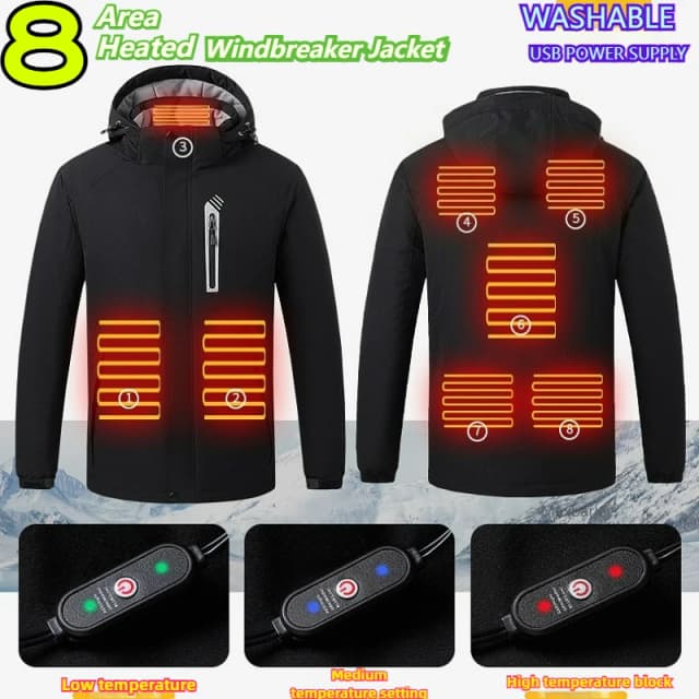 Homens inverno jaqueta de aquecimento inteligente 8 área aquecida velo parka feminino caminhadas ao ar livre neve esqui flexível algodão térmico blusão