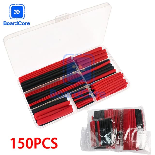 150 Peças de Tubo Termoencolhível Vermelho e Preto, Isolamento Térmico 2:1 para Reparo DIY de Fios/Cabos Elétricos