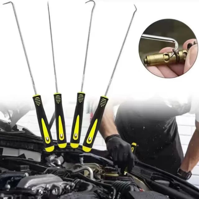 Conjunto de escolha e gancho para vedação de óleo de carro, 4 unidades, vedação de anel o, extrator de gancho, ferramentas de manutenção automática, removedor de pedra de pneu, limpeza