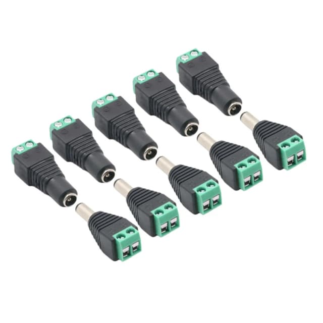 5 unidades/par de conectores de alimentação DC macho e fêmea de 5,5 x 2,1 mm e 5,5 x 2,5 mm para fita de LED 3528 5050 e câmera