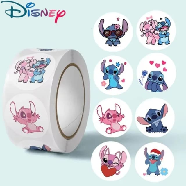 Kawaii Disney Ponto DIY Adesivos, Etiqueta de Selo Anime, Desenhos Animados Decorativos, Rolos de Doces, Brinquedos para Crianças, Festa, 500Pcs