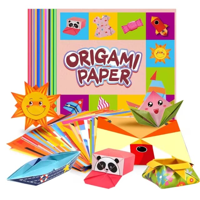 Conjunto de origami criativo, incluindo 54 folhas de origami de dupla face e livreto de instruções, adequado para projetos de arte e artesanato DIY