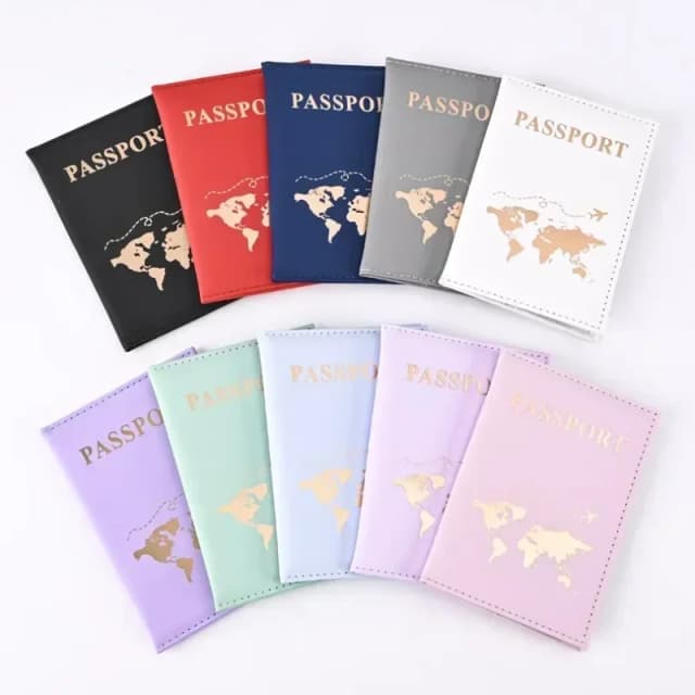 Porta-passaporte para cartão de identificação, carteira com clipe, bolsa de couro pu, capa protetora para passaporte para mulheres e homens, capa porta-passaporte de viagem