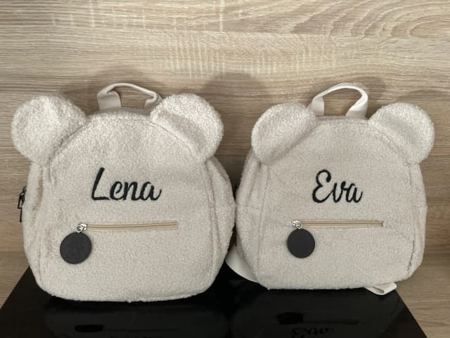 Mochila infantil bordada personalizada, bolsa leve de urso de pelúcia para crianças com nome personalizado, presente para meninos, meninas e mulheres