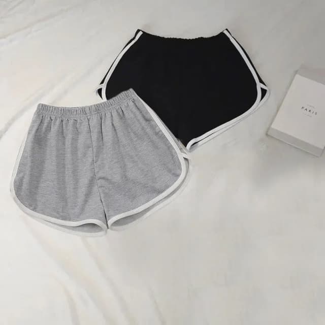 Shorts esportivos adequados para o verão, pijamas e leggings de material de fibra de poliéster feminino