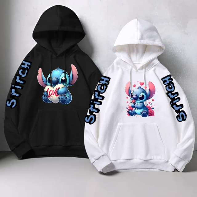 Marca de luxo moletom feminino disney lilo & stitch harajuku jaquetas moda japonesa inverno suéteres femininos quentes