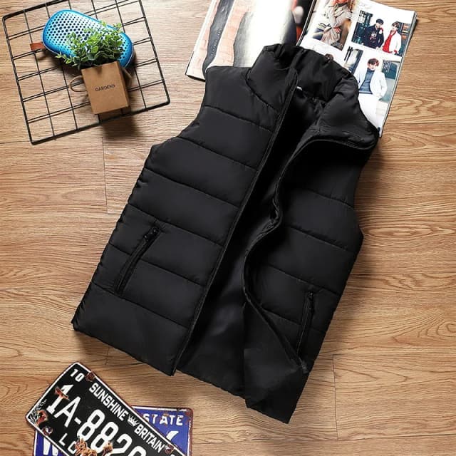 Colete masculino jaqueta quente sem mangas inverno à prova dwaterproof água casaco com zíper outono gola alta casual roupas de marca