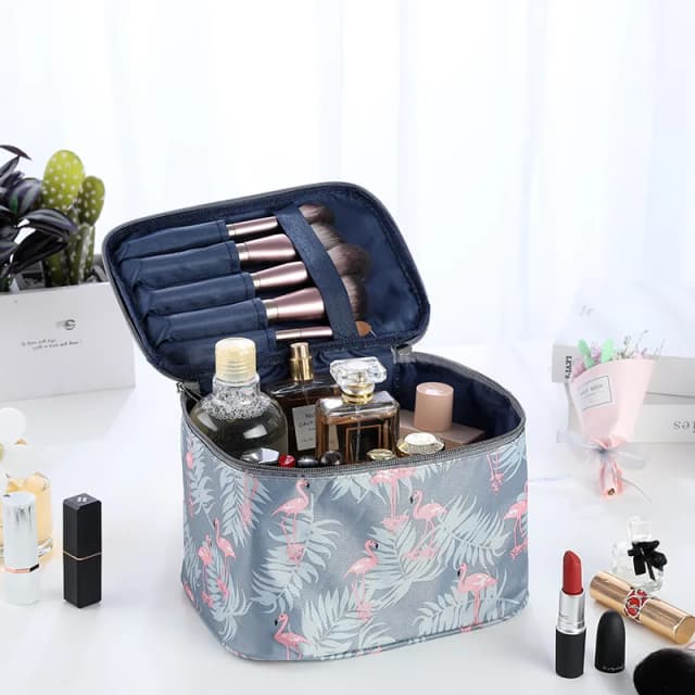 Bolsa de maquiagem feminina portátil, à prova d'água, alta capacidade, organizador de produtos de higiene pessoal, armazenamento de cosméticos, zíper, lavagem, beleza, viagem