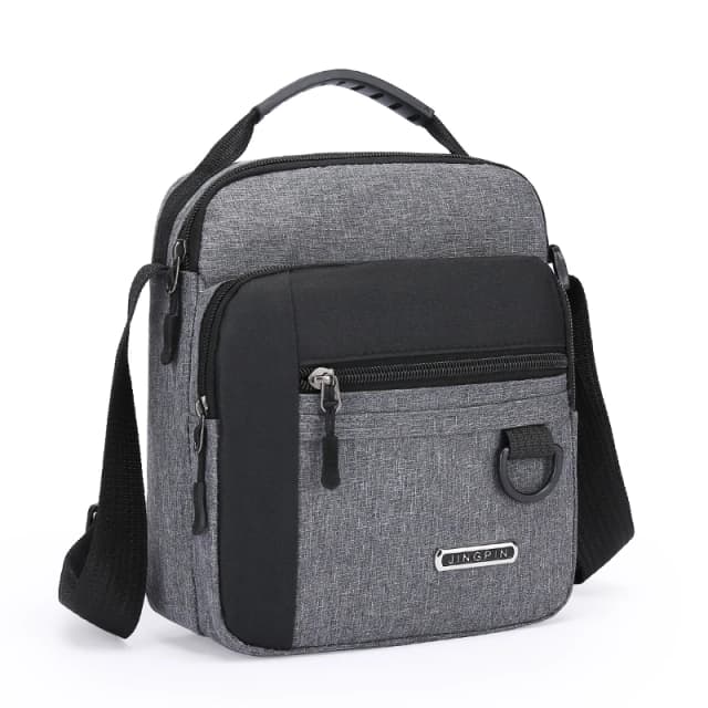 Bolsa masculina de grande capacidade, bolsa de ombro único, à prova d'água e resistente ao desgaste, vários bolsos para negócios de negócios