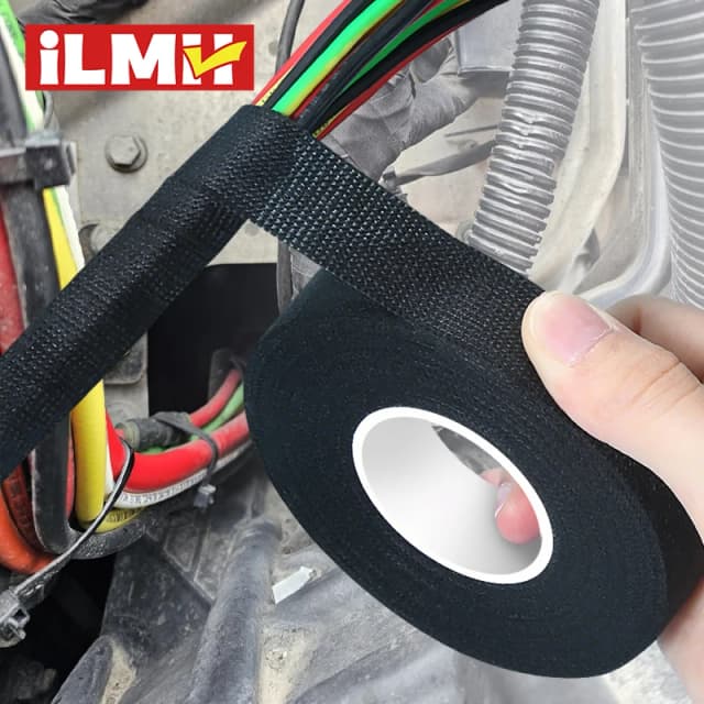 Fita adesiva de pano para chicote de fios de alta temperatura, tear de cabo automotivo, fita adesiva de tecido à prova de calor para isolamento elétrico do motor