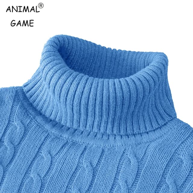 Suéter de malha de manga comprida masculino ao ar livre fino ajuste suéter de gola alta casual pulôver suéter inverno básico top pesado