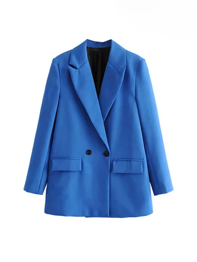 Asds feminino chique senhora do escritório duplo breasted blazer casaco vintage moda gola entalhada manga longa senhoras outerwear elegante topos