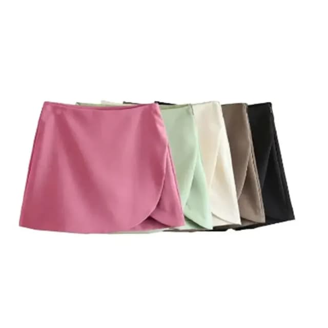 Mooyufon moda feminina pareo estilo shorts saias vintage cintura alta zíper lateral feminino skort mujer