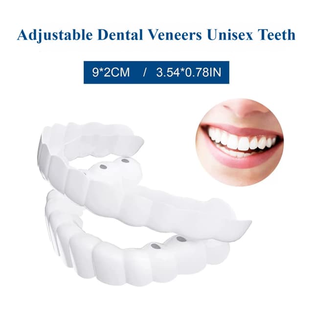 1 par de folheados dentais ajustáveis unissex folheado de dentes para homens e mulheres capa de dentes falsos ferramentas de sorriso de confiança instantânea зубы