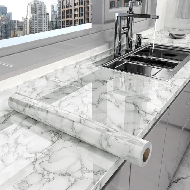 Pvc engrossado impermeável e à prova de óleo papel de parede de mármore auto-adesivo adesivo armário do banheiro cooktop desktop filme decorativo