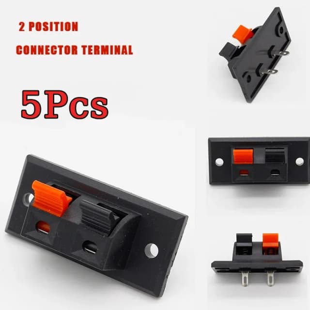 5pcs 2 posições conector terminal push in jack terminais de alto-falante de áudio de carga de mola