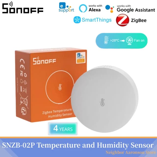 Sonoff SNZB-02P zigbee sensor de temperatura e umidade termômetro detector controle remoto via ewelink alexa google smartthings