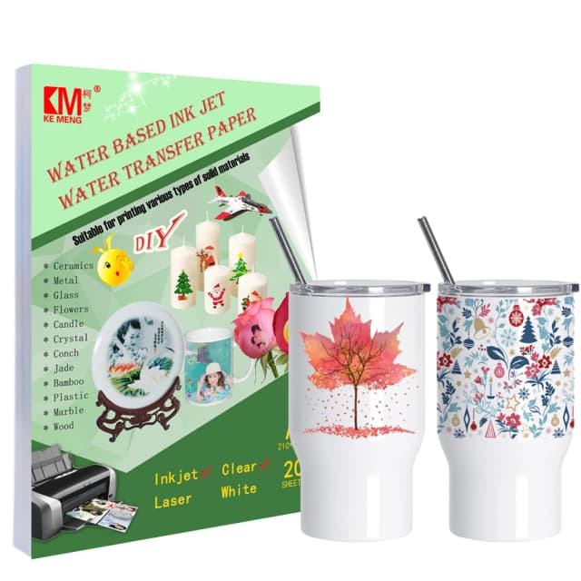 Copo de design diy de alta resolução para impressora jato de tinta a4 transferência de corrediça de água papel imprimível transparente papel decalque de corrediça de água