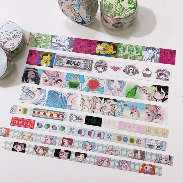 Estilo japonês personagem washi fita scrapbooking papelaria diário planejador adesivo fita adesiva diy artes artesanato álbum