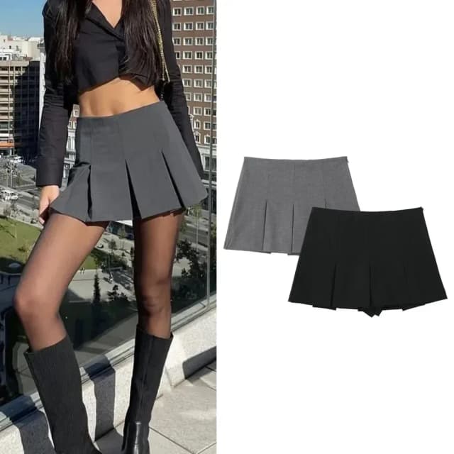 Asds moda feminina shorts de cintura alta saias plissadas shorts feminino listrado bermuda mulher casual mini shorts