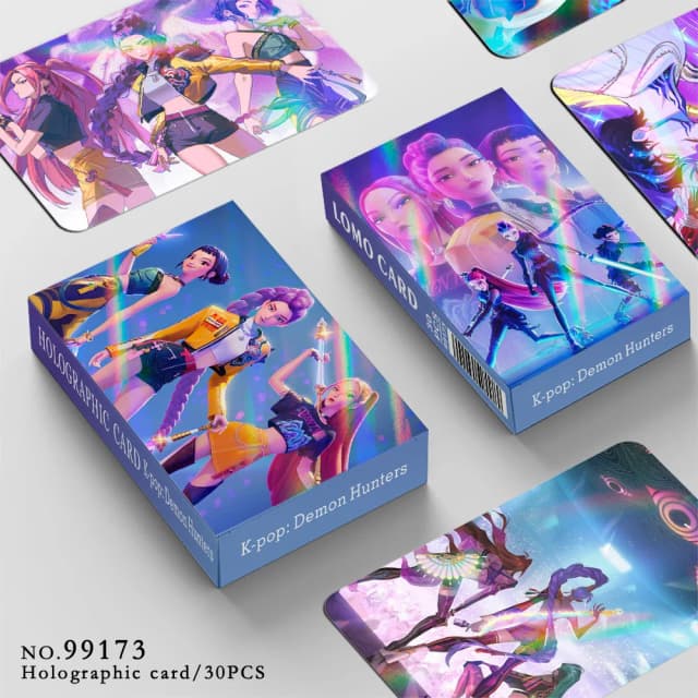 Novo kpop demon hunters 30 cartões laser K-POP bruxa caça série dos desenhos animados acessórios lomo cartões pequenos