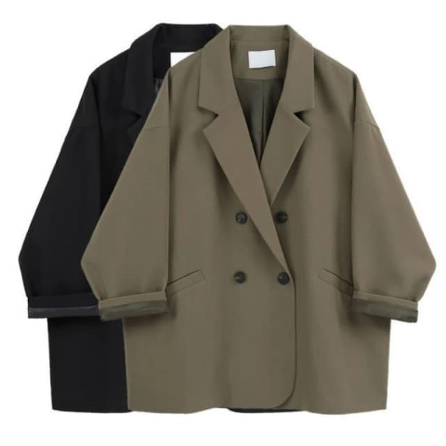 Blazer oversize feminino terno coreano chique preto blazer casaco casual streetwear jaquetas soltas sólida roupas femininas estudante novo