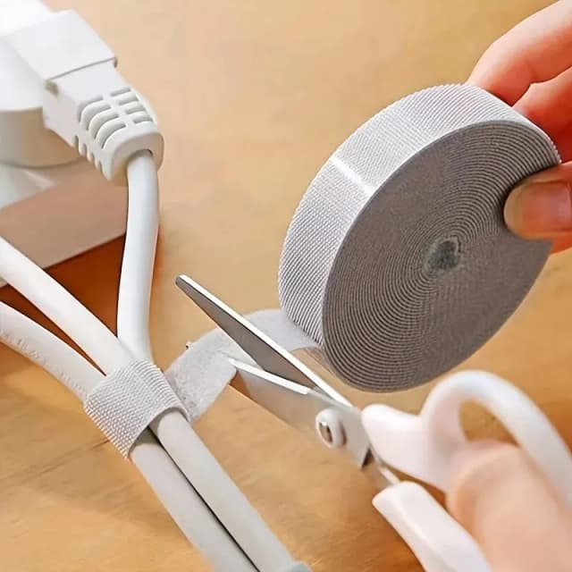 1 rolo de fita de fixação reutilizável, organizador de cabos multiuso, armazenamento de fios de computador e TV, gravata de gerenciamento de cabos de dados
