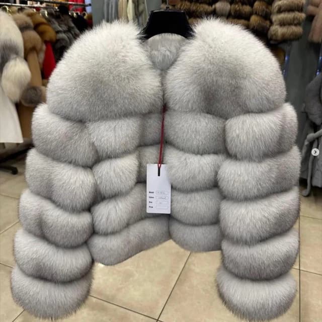 QUEENTINA-Abrigo de Piel de Zorro Real Invierno Mujer Nueva Moda Peludo 2025 Cuero y Piel Ropa Blanca Natural Novedad en Abrigos y Chaquetas