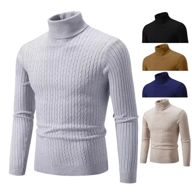 2025 nova camisola de gola alta masculina cor sólida pulôver de malha quente casual gola alta moletom de lã dos homens inverno ao ar livre topos