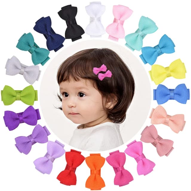 Laços de cabelo mini de 1,2 polegadas em cores sólidas com presilha para meninas, presilhas de cabelo com fita, laços de segurança, acessórios para cabelo.