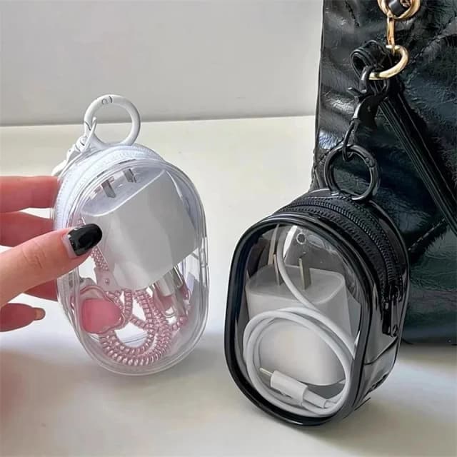 Caso de armazenamento do carregador transparente cabo de dados carregador saco de armazenamento à prova dwaterproof água organizador de viagem carregador caso protetor