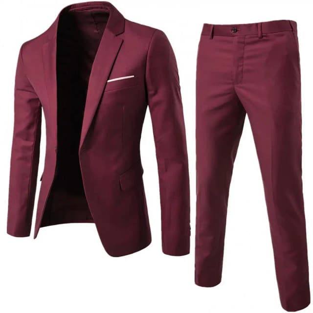 Conjunto de casamento vintage masculino cor sólida manga longa lapela botão fino terno de negócios terno masculino padrinhos ajuste regular 2 peças conjunto