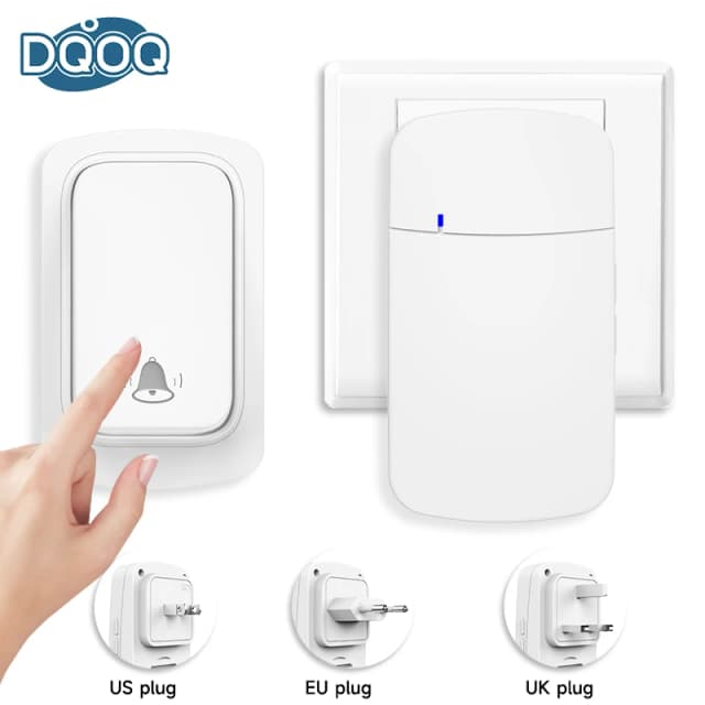 Sem bateria eua ue reino unido plug ip44 à prova dip44 água de alto volume eletrônico ac campainha da porta 150m longa distância auto alimentado sem fio campainha
