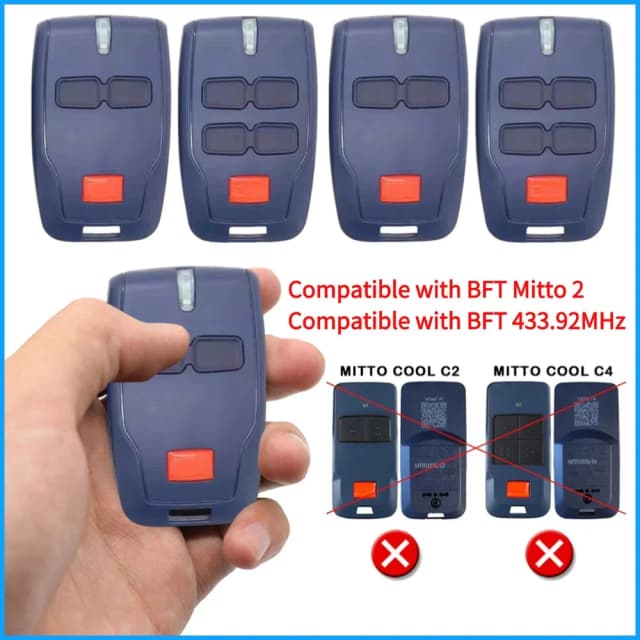 Abridor de porta de garagem com código de rolamento de controle remoto 433.92MHz compatível com BFT MITTO 2/Clonix/U-Link/433.92MHz Abridor de portão de entrada