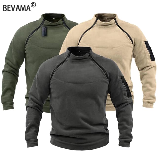 Hoodies táticos masculinos militar ao ar livre pulôver manga longa zíperes pullove velo à prova de vento térmico para caminhadas acampamento exército