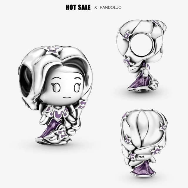 Disney coleção rapunzel rapunzel charme contas caber pulseira pandora para mulheres pingente de prata grânulo diy jóias 2024 presente quente
