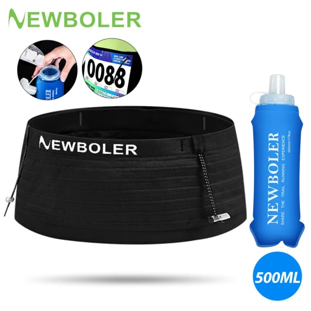 Newboler elástico esportes saco da cintura pacote correndo número de corrida cinto triathlon maratona corrida ciclismo montanhismo telefone cintura saco