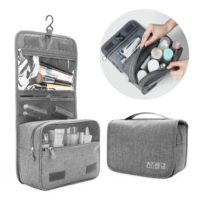 Bolsa de maquiagem de viagem feminina, de alta qualidade, à prova d'água, organizador de produtos de higiene pessoal, pendurado, saco de armazenamento de separação seca e molhada