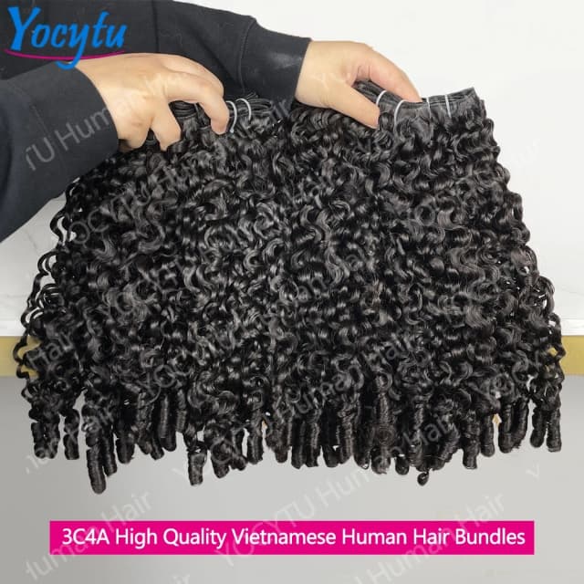 Pacotes de Cabelo Cacheado Birmanês Duplo 15A YOCYTU, Cabelo Humano Virgem Não Processado, Pacotes de Cabelo Cacheado Profundo de 20 e 22 Polegadas