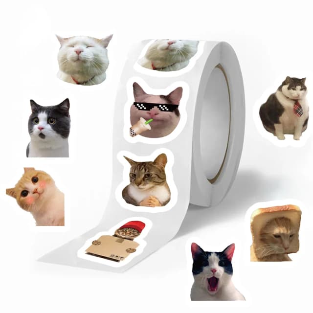 500 folhas/rolo fita adesiva expressão de gato mão conta decorativa envelope adesivo de vedação
