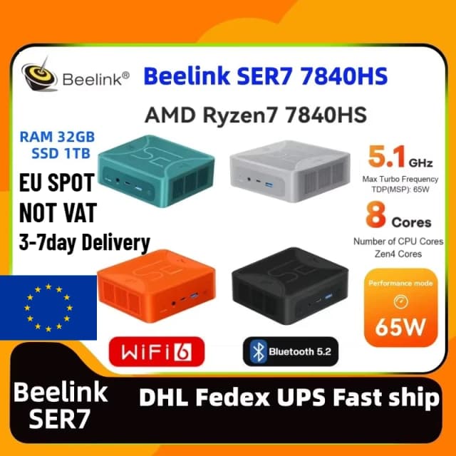 2025 oficial beelink ser7 mini pc amd ryzen7 12 núcleos 7840hs ram ddr5 tipo c sem ram sem ssd beelink mini pc gamer mini laptop