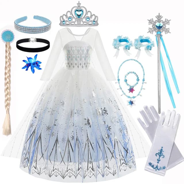 Impressão trajes congelados para meninas cosplay elsa princesa roupas longas vestidos brancos halloween carnaval roupas fogo espírito olaf