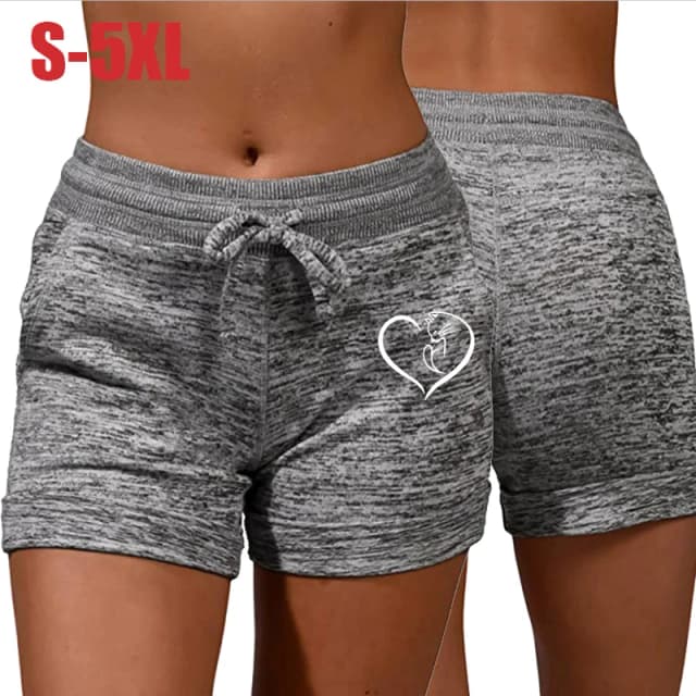 Verão shorts femininos impressão elástica cintura alta casual esporte fitness correndo oversize feminino sweatpants