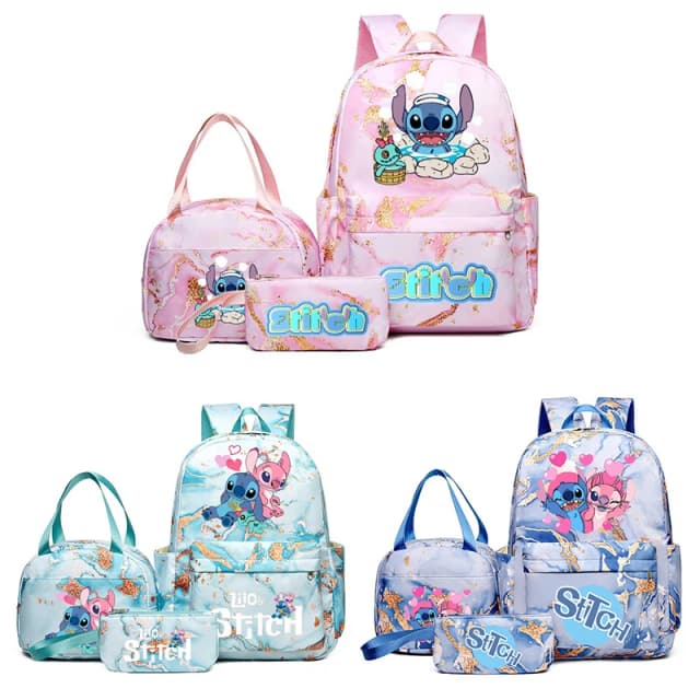 Conjunto de mochila com estampa de ponto de 3 unidades, com sacola e bolsa, mochila externa leve e respirável de grande capacidade
