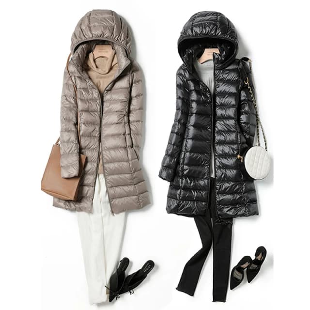 X-long feminino senhora do escritório chapéu destacável puffer jaquetas 2025 nova chegada outono inverno pato branco para baixo casaco quente