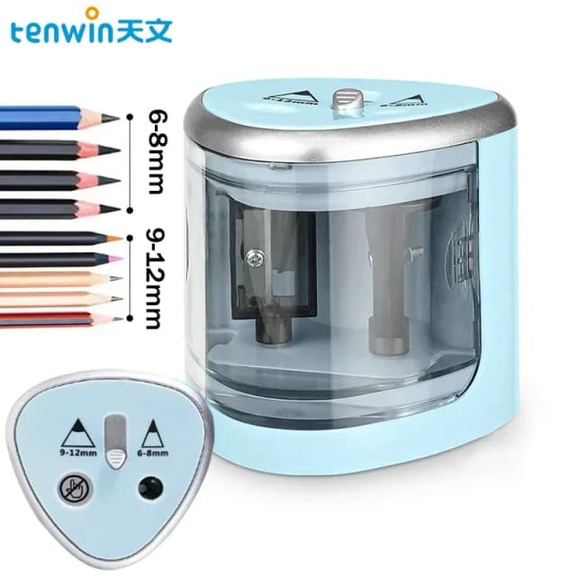 Tenwin novo apontador de lápis elétrico automático de dois buracos interruptor apontador de lápis material escolar de escritório em casa papelaria arte