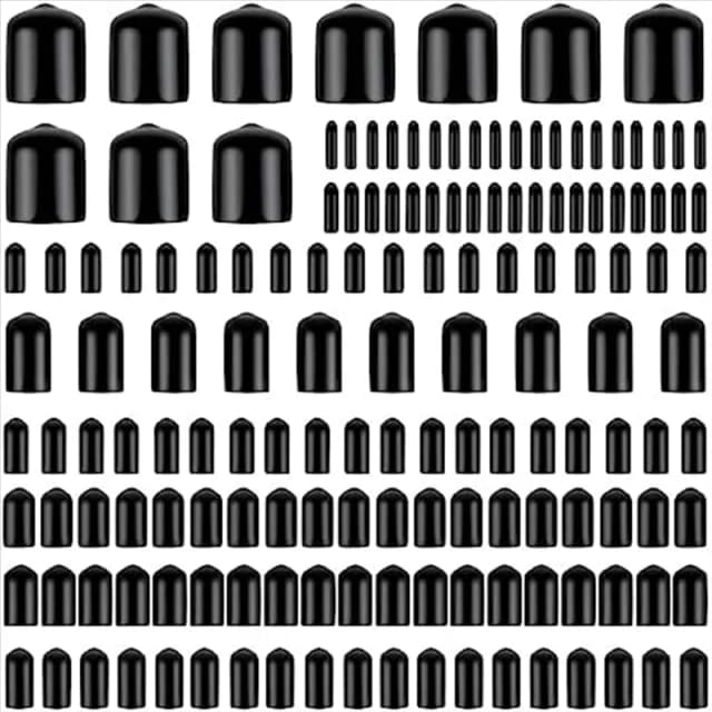 Borracha End Caps, Flexível Protector Rosca, Rodada Vinil Bolt Cover, Tamanho Sortido, em 9 Tamanhos, 160Pcs