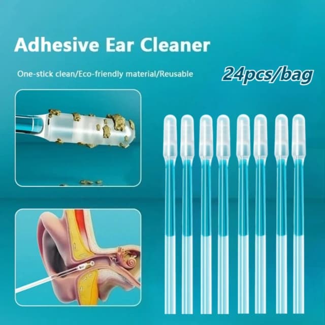 24 Peças Removedor de Cera de Ouvido de Silicone Descartável, Palito Adesivo Seguro para Adultos, Limpador de Ouvido Reutilizável, Ferramentas de Limpeza de Ouvido