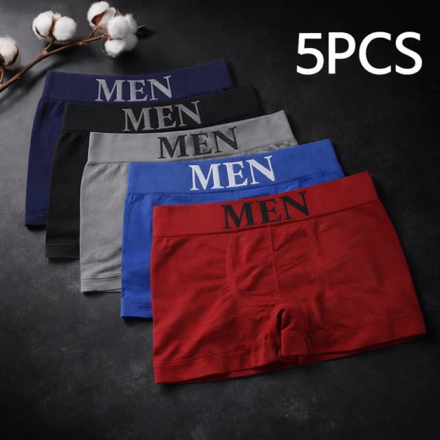 5 Peças de Cuecas Boxer Masculinas de Alta Elasticidade, Roupa Íntima Respirável, Shorts de Algodão Macio, Confortáveis, em Cores Sólidas